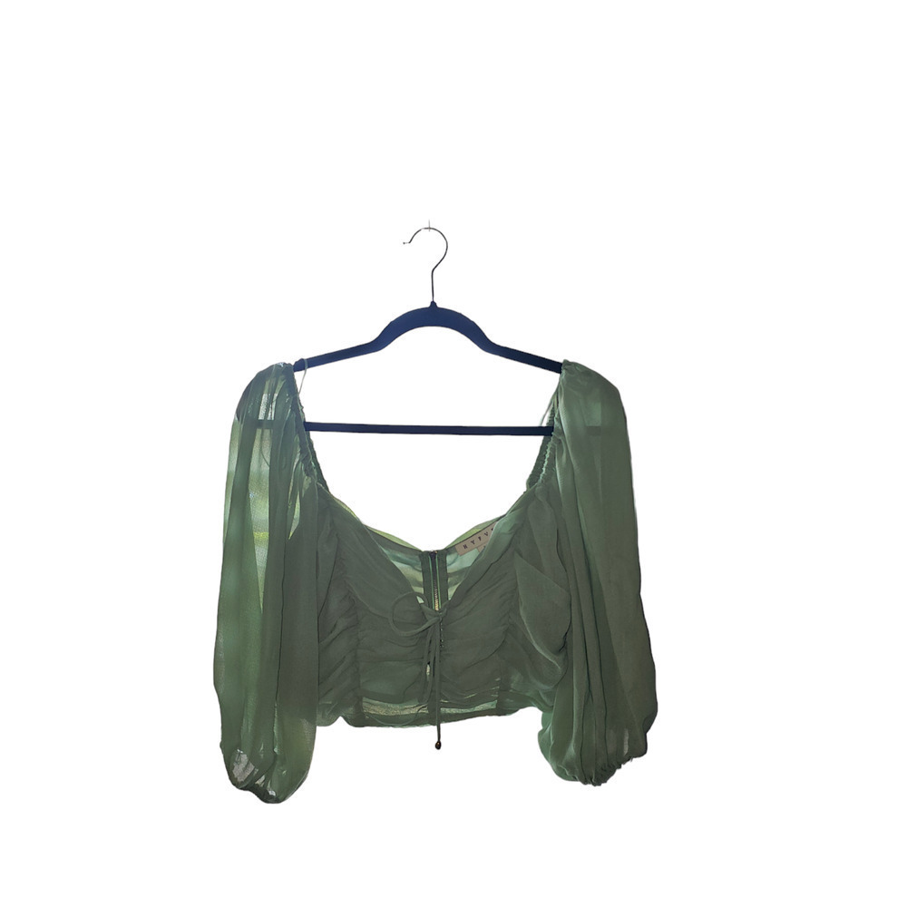 Trend Arrest Solid Green Ruching Dress - Never Worn! - Picture 2 of 3